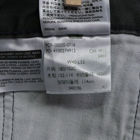 Levi's 40 x 32 505 Regular Fit Straight Dark Gray Denim Jeans - Picture 5 of 7